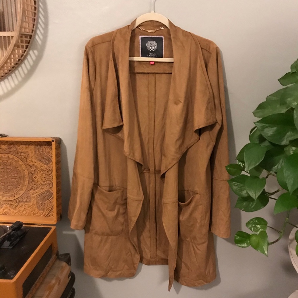 Faux suede trench coat